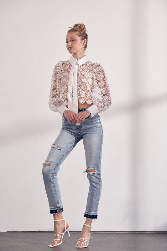 Casey Hem High Rise Stretch Ankle Straight Jeans