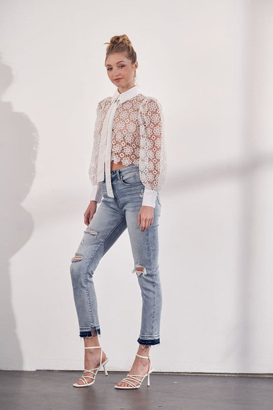 Casey Hem High Rise Stretch Ankle Straight Jeans