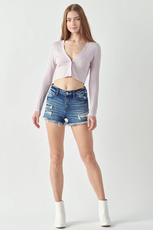 Isabella Mid Rise Patch Detail Shorts
