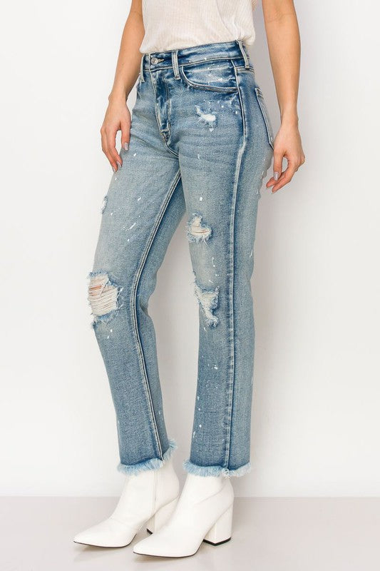 Everly High Rise Distressed Straight Jeans