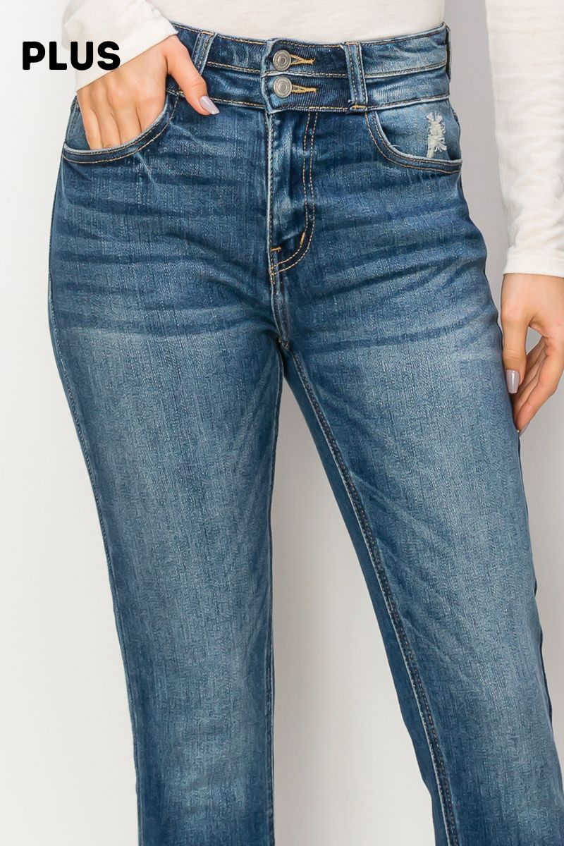 Madeline Plus Ultra High Rise Double Waistband Ankle Skinny with Hem Distress Jeans