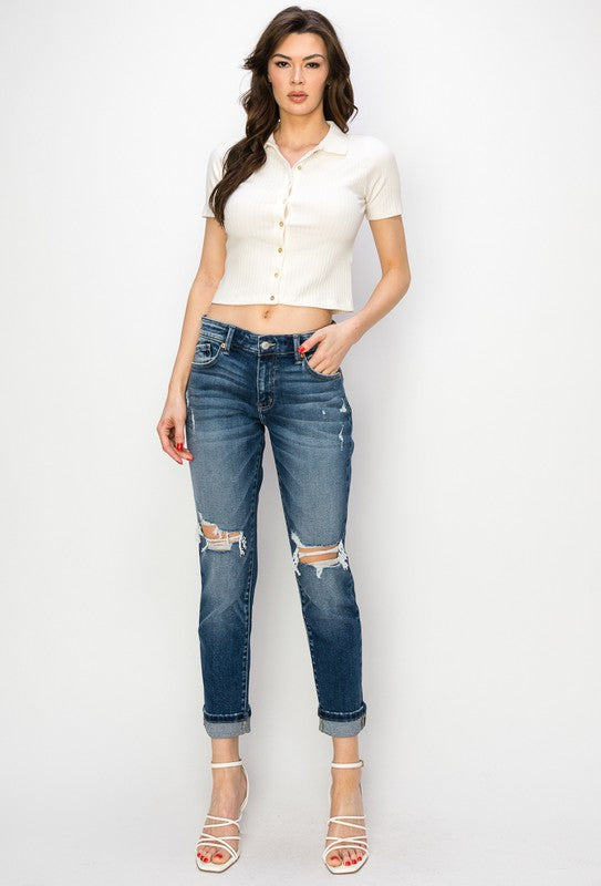 Natalia Mid Rise Boyfriend Jeans (Reg & Plus)