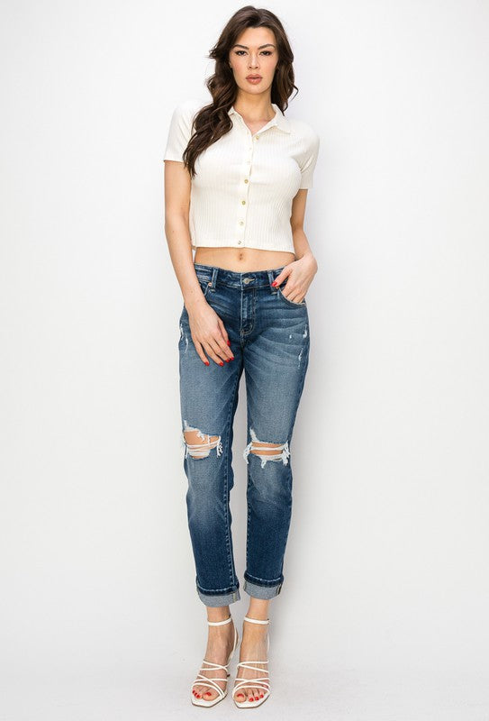 Natalia Mid Rise Boyfriend Jeans (Reg & Plus)