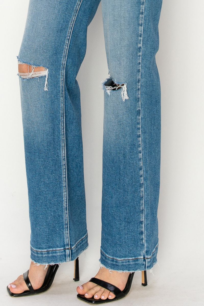 Tummy Control High Rise Relaxed Straight Leg Jeans