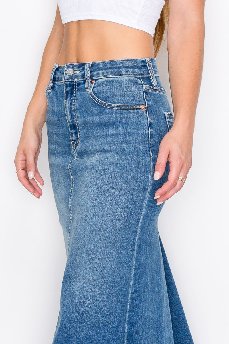 Astrid Denim Mermaid Maxi Skirt