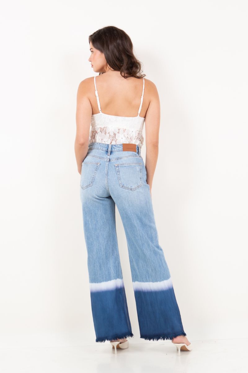 Vivid Horizon Color Dyed High Rise Baggy Wide Jeans