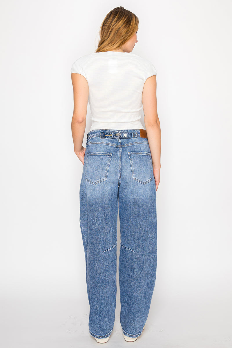 Sloane Adjustable Strap Waistband Barrel Jeans
