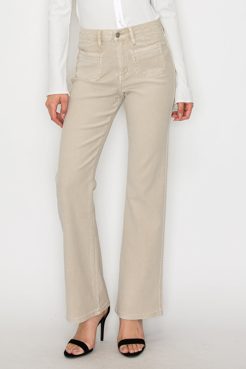 High Rise Garment Dyed Bootcut Jeans