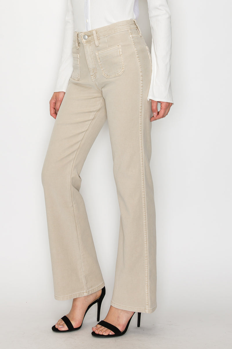 High Rise Garment Dyed Bootcut Jeans