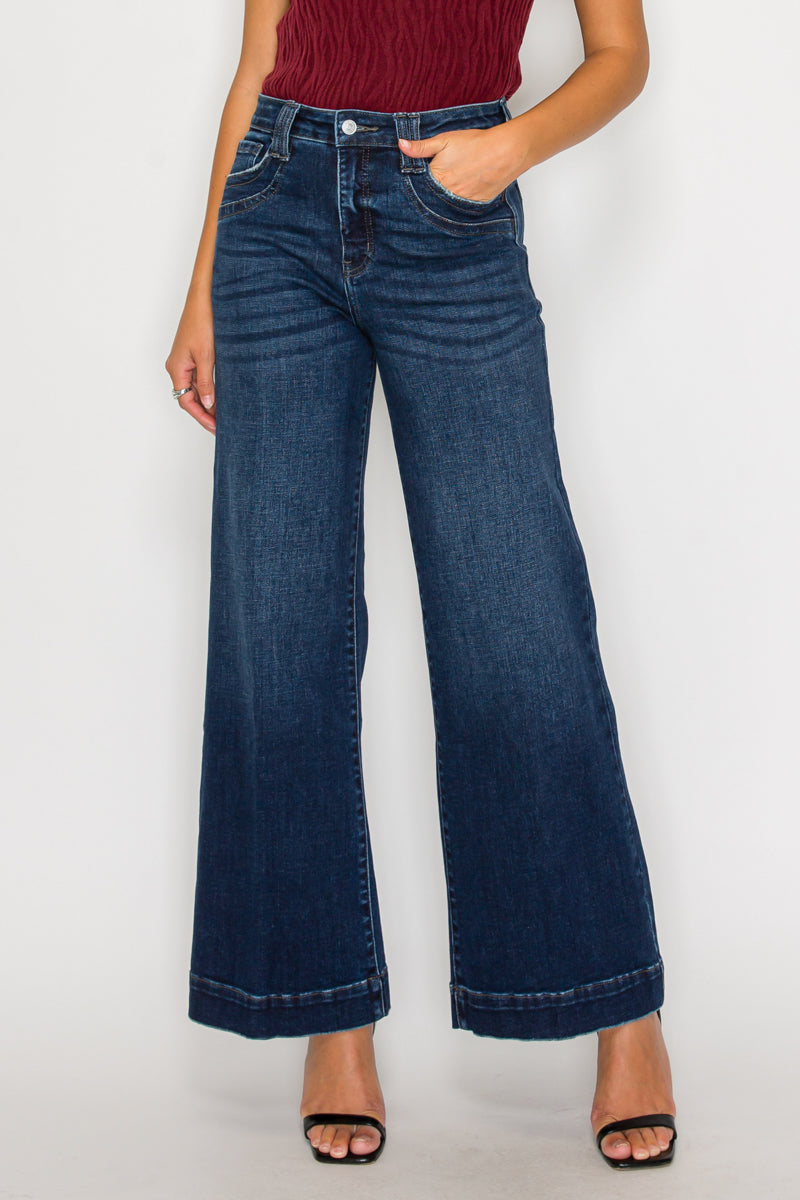 High Rise A-wide Leg Fit Jeans