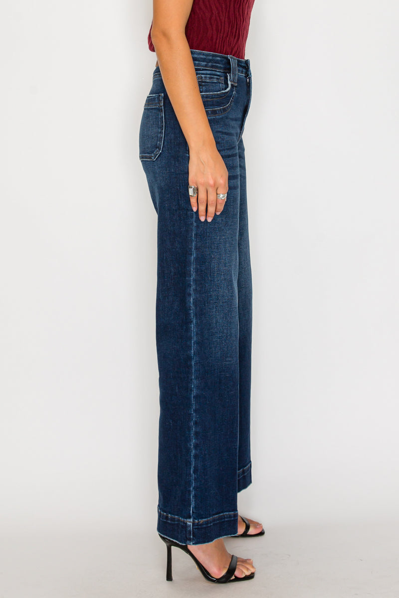 High Rise A-wide Leg Fit Jeans