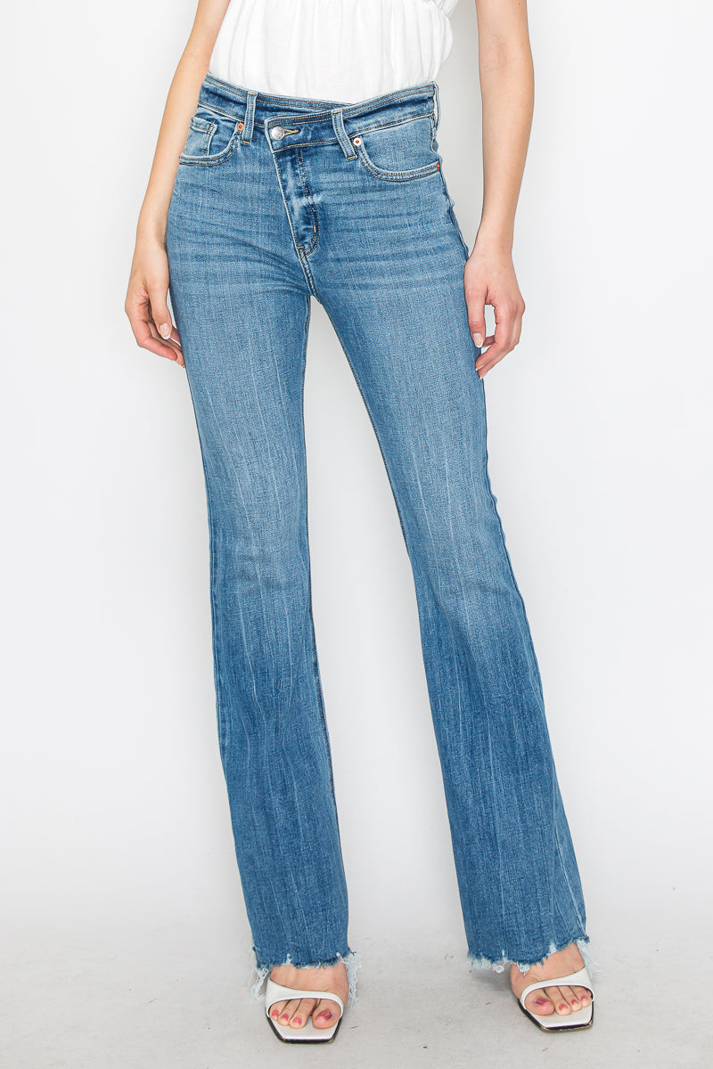 Melli High Rise Flare Jeans with Frayed Hem