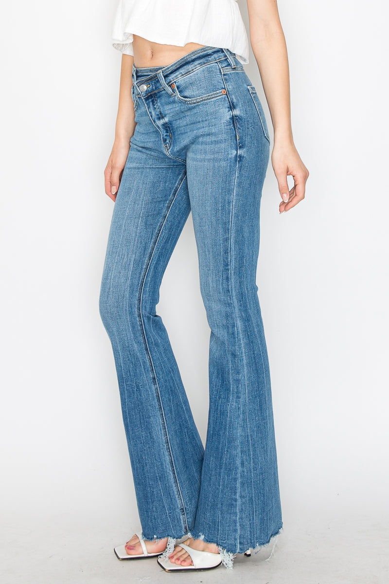 Melli High Rise Flare Jeans with Frayed Hem