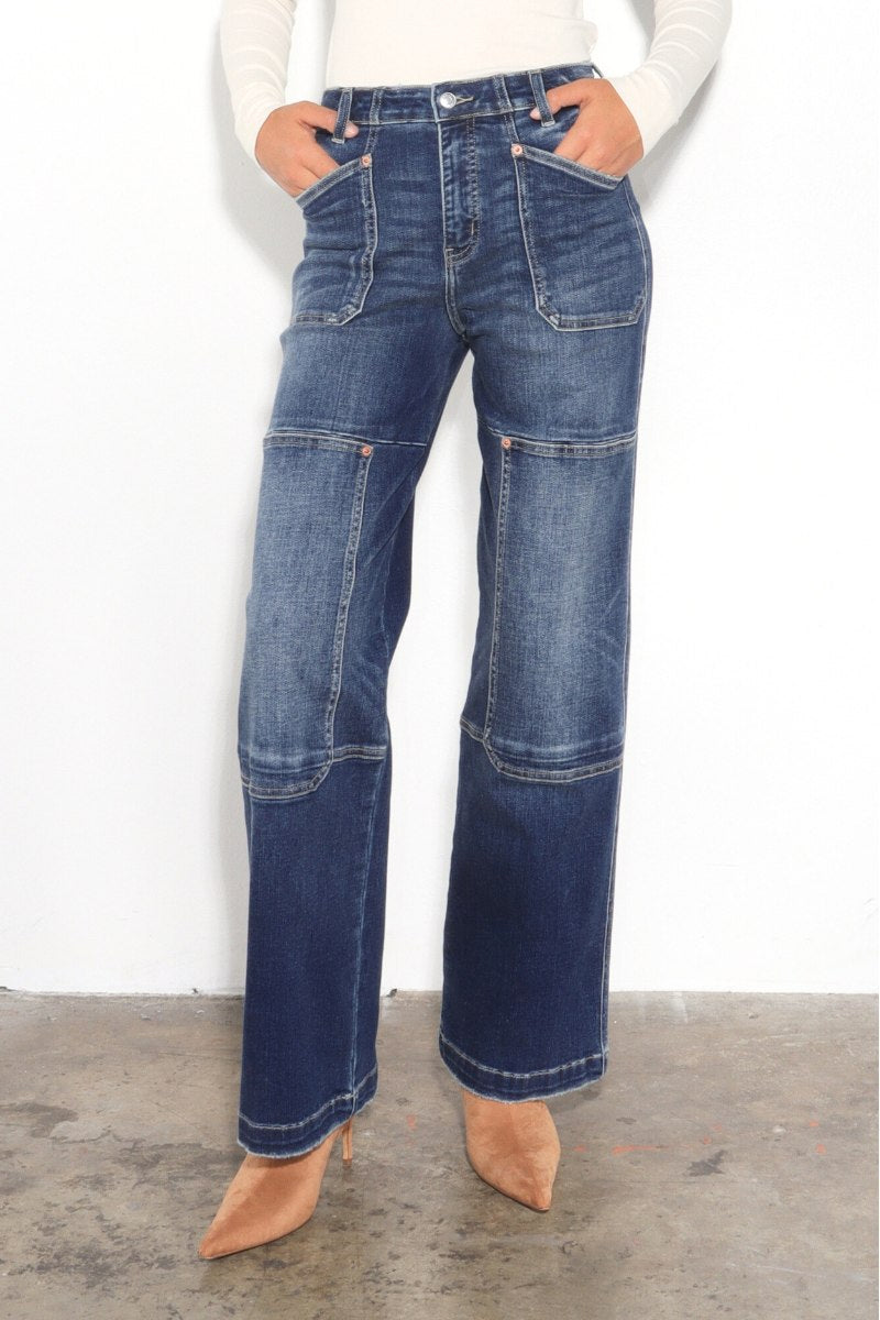 Western Tummy Control High Rise Relaxed Wide Leg Jeans