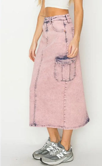 Utility Pink Dyed Maxi Skirt