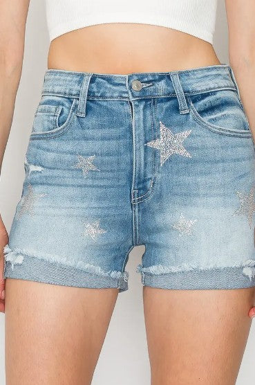 Eleanor Star Rhinestone High Rise Shorts