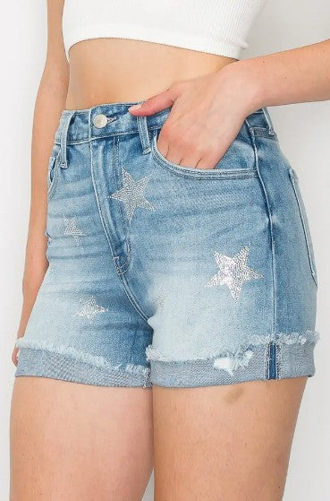 Eleanor Star Rhinestone High Rise Shorts