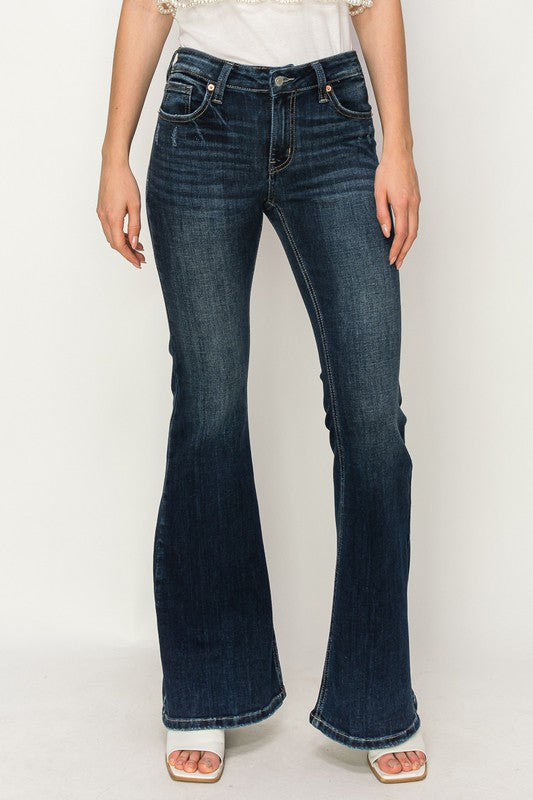 Kaylee Mid Rise Flare Star Rhinestone Jeans
