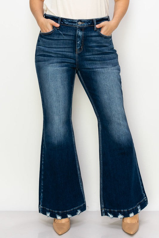 Mia Plus Mid Rise Super Flare Jeans