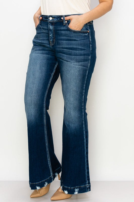 Mia Plus Mid Rise Super Flare Jeans
