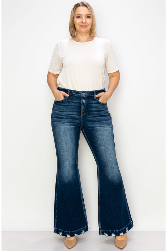 Mia Plus Mid Rise Super Flare Jeans