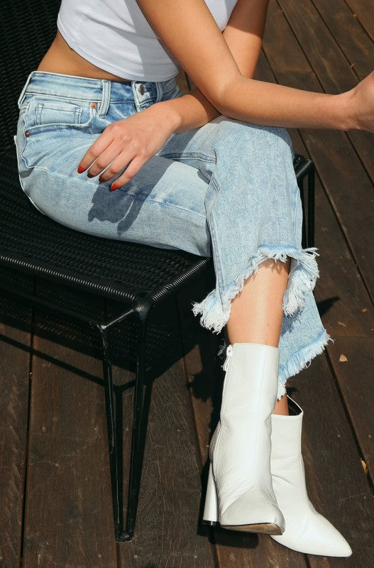 Serena High Rise Stretch Crop Flare with Frayed Hem Jeans
