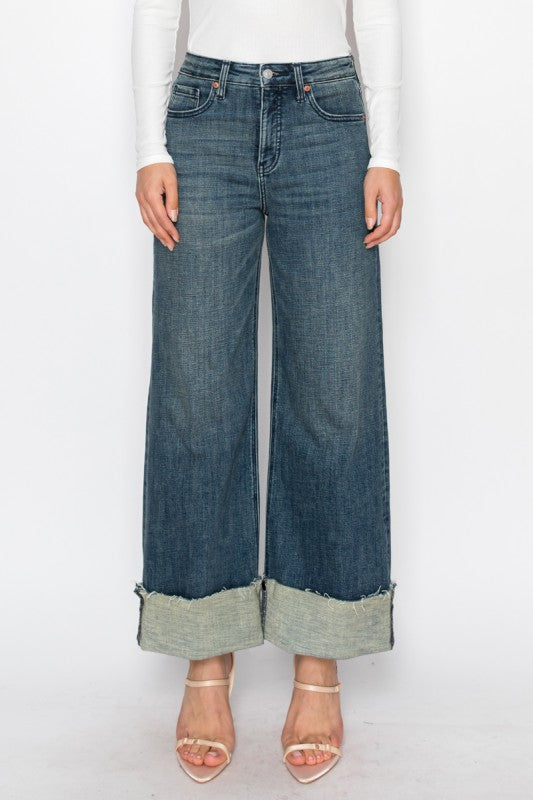 INSEAM TRANSFORM TUMMY CONTROL HIGH RISE WIDE LEG JEANS