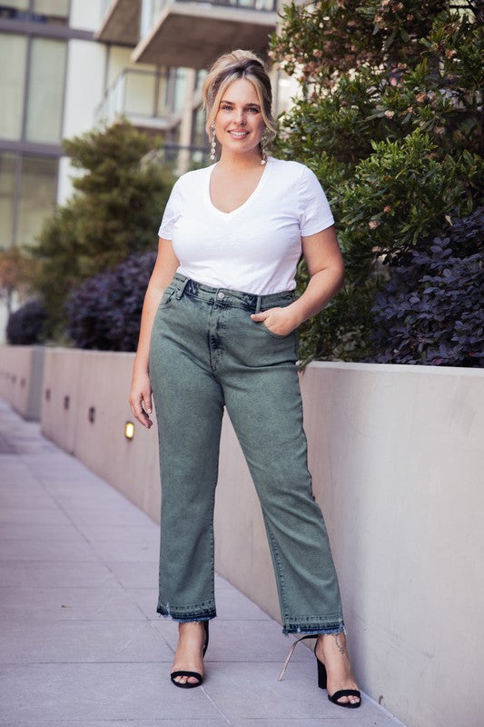Elena Plus High Rise Straight Jeans