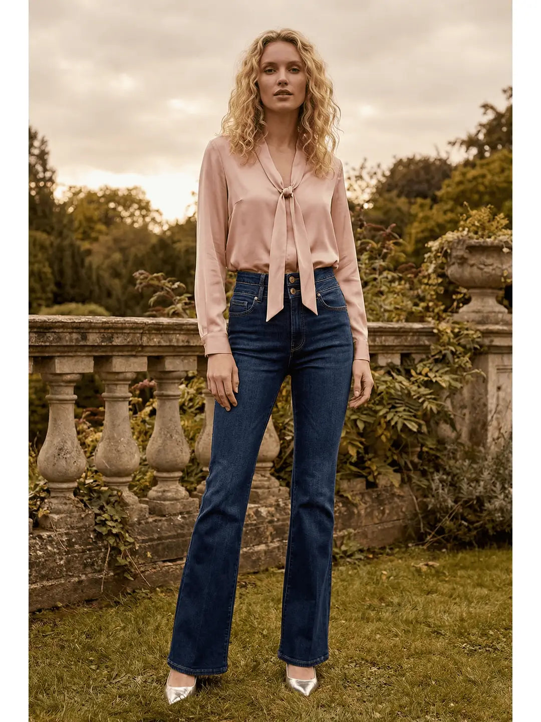Julia Double Button High Rise Bootcut Jeans
