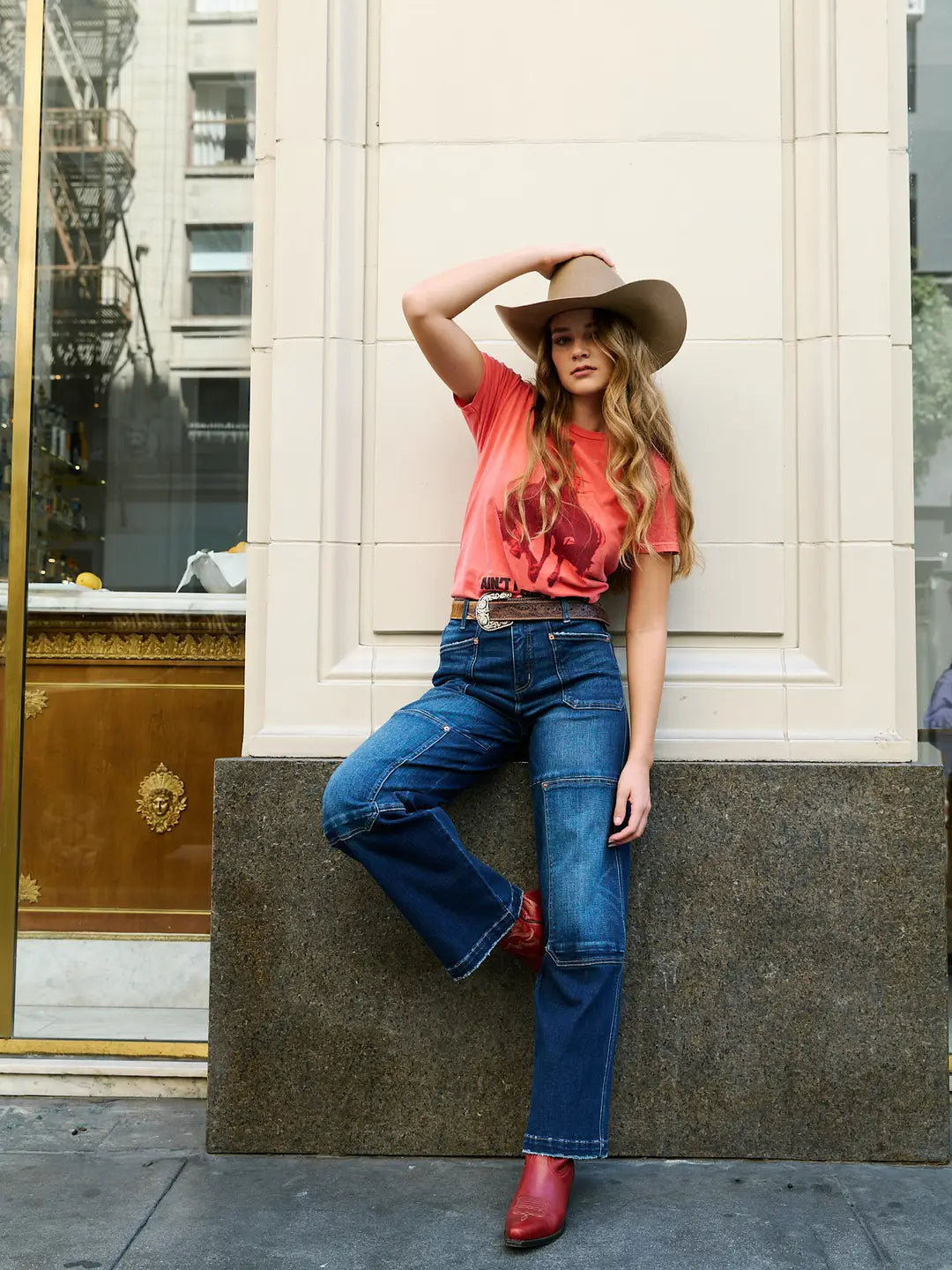 Western Tummy Control High Rise Relaxed Wide Leg Jeans