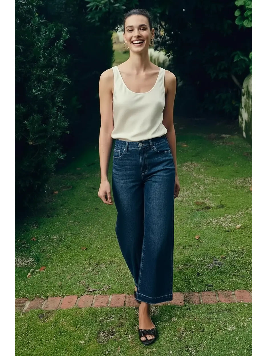 Camille High Rise Cropped Palazzo Jeans