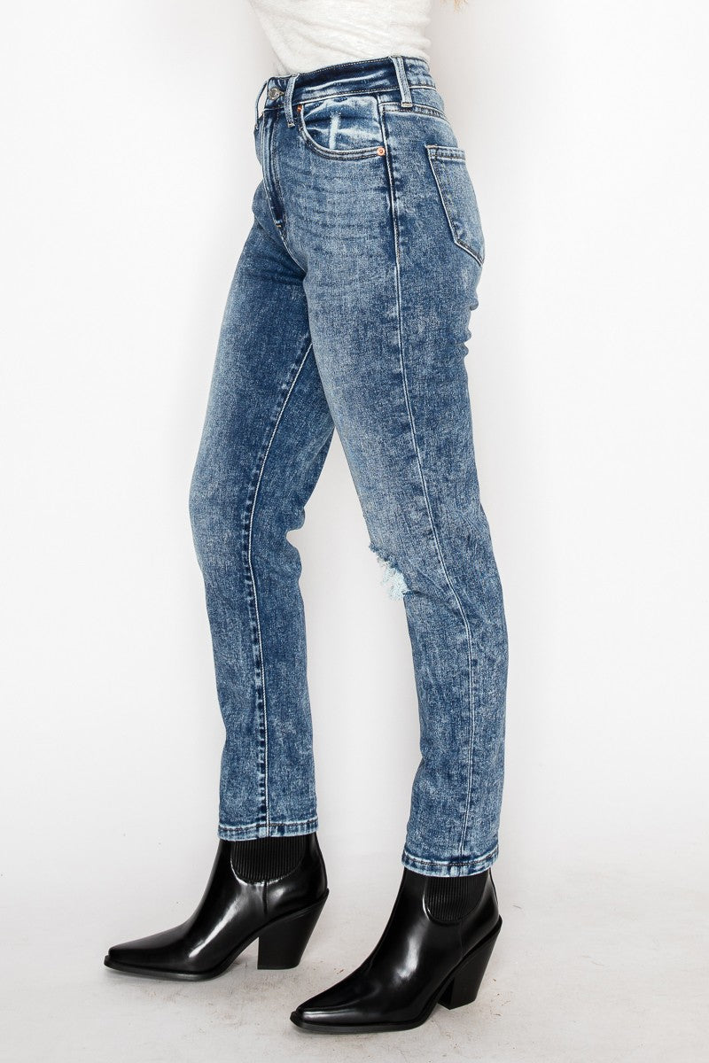 Aubree High Rise Stretch Distressed Mom Jeans