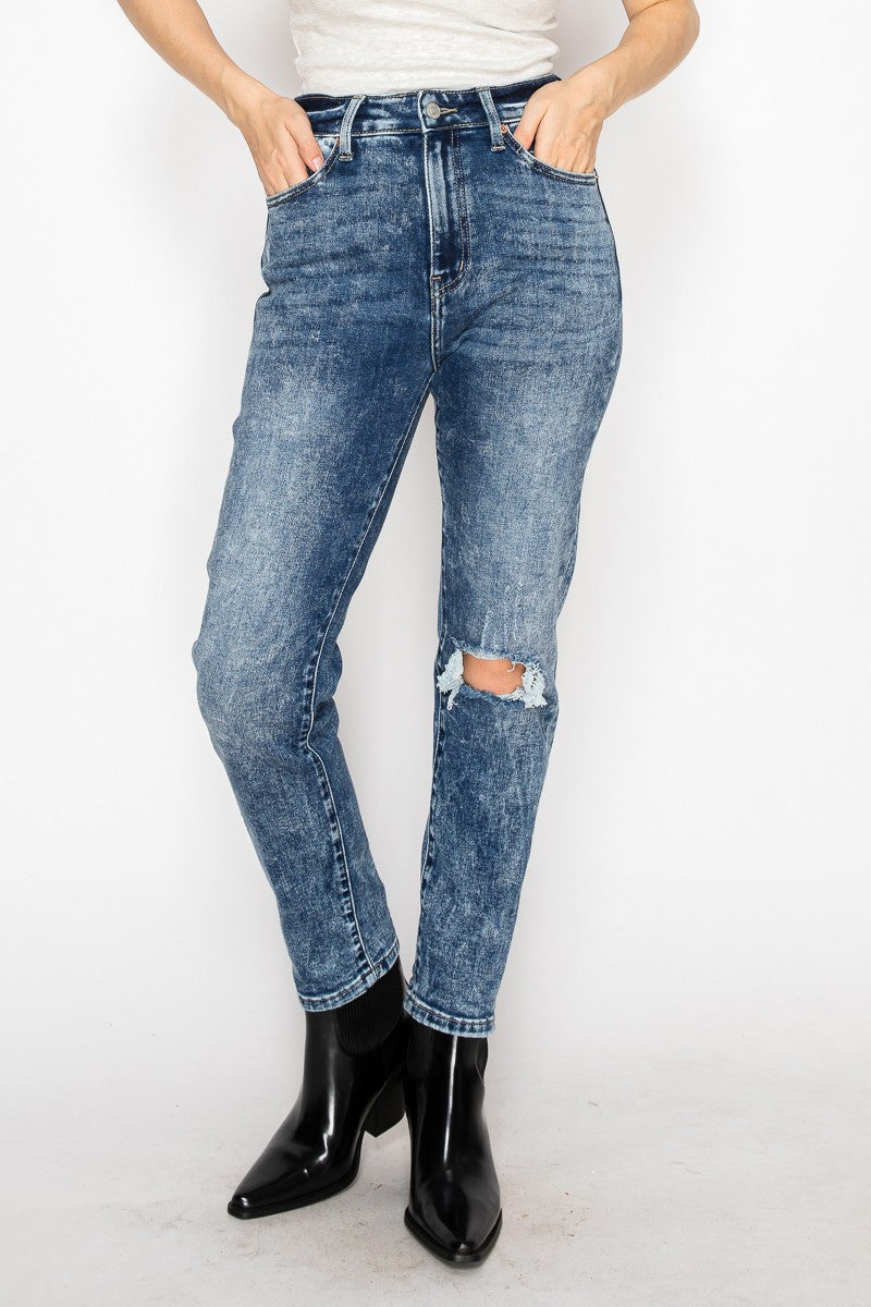 Aubree High Rise Stretch Distressed Mom Jeans