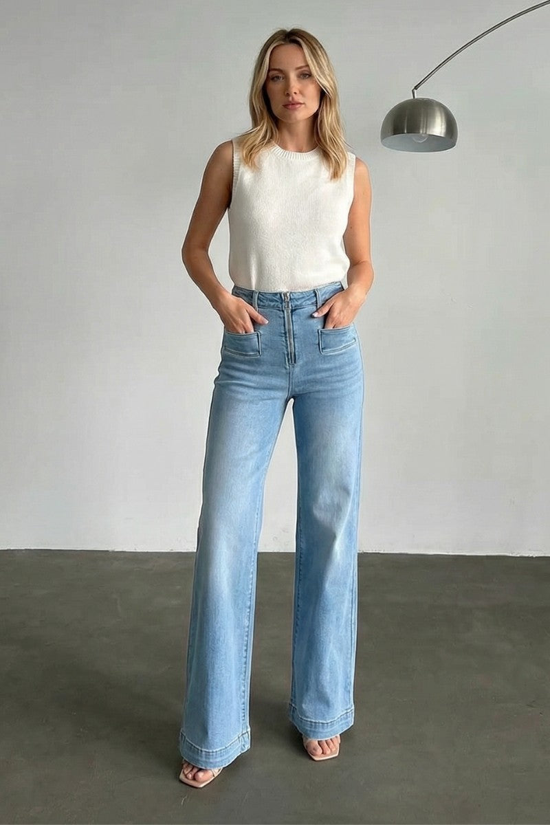 Noemi Eco Friendly Front Pocket Detail High Rise Flare Jeans