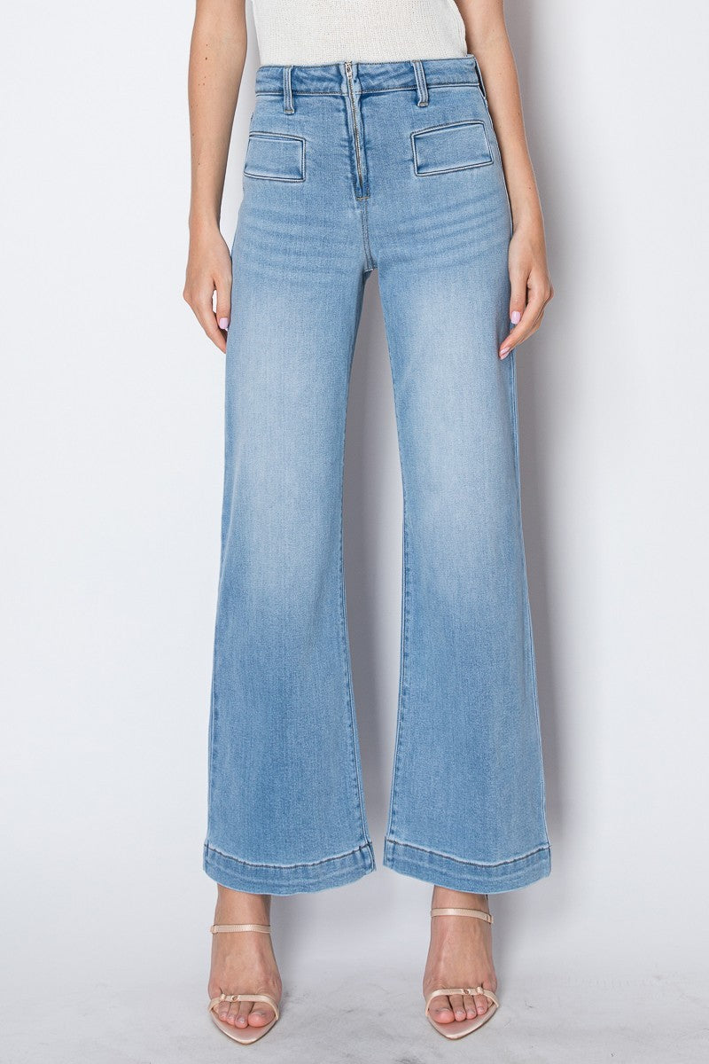 Noemi Eco Friendly Front Pocket Detail High Rise Flare Jeans