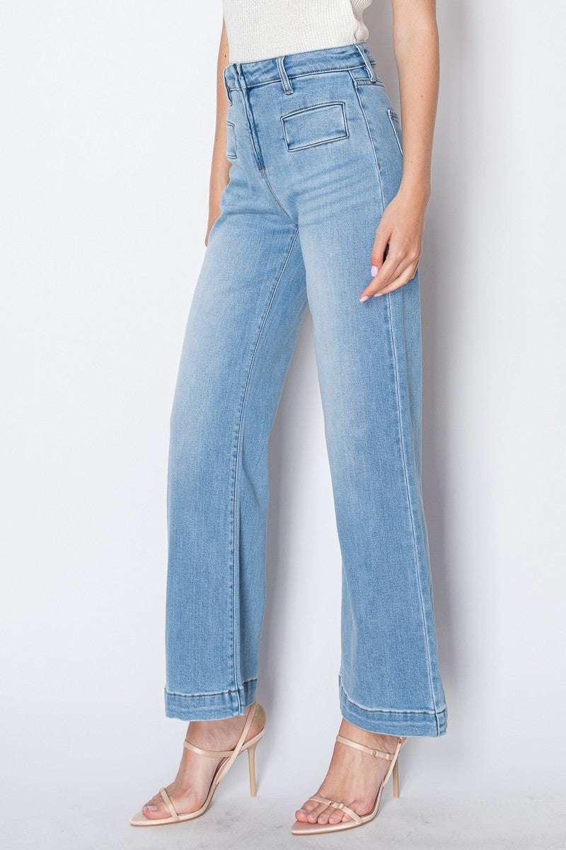 Noemi Eco Friendly Front Pocket Detail High Rise Flare Jeans