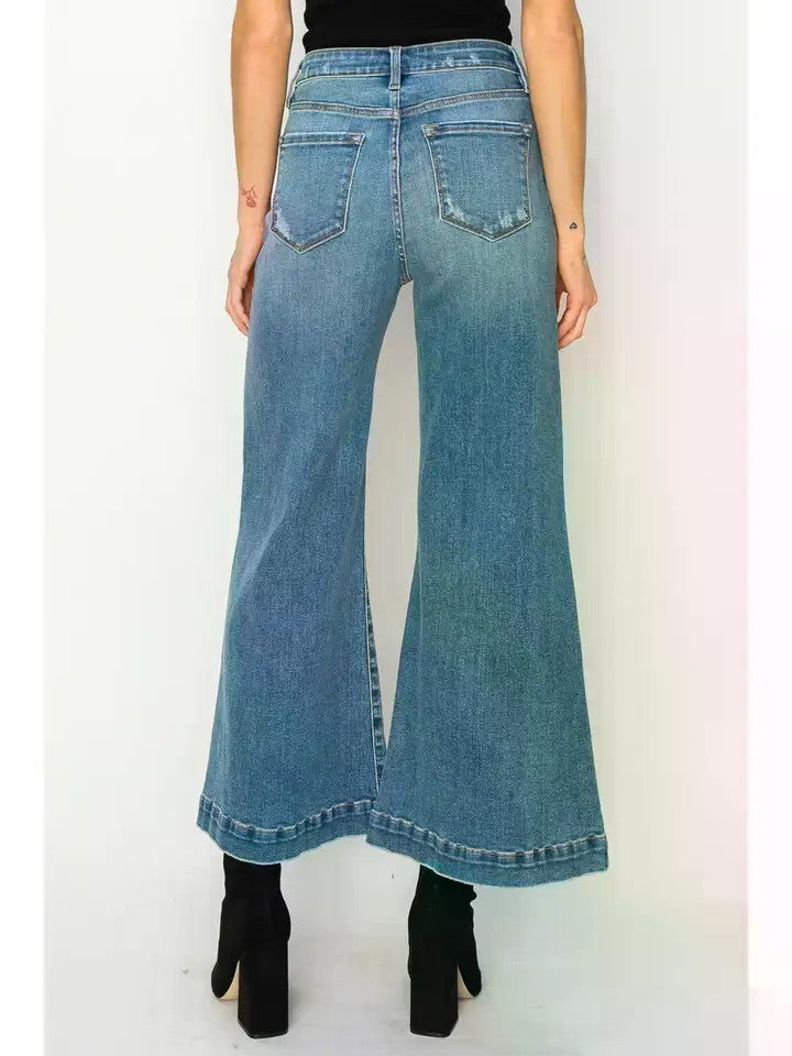 Noa High Rise Crop Palazzo Jeans