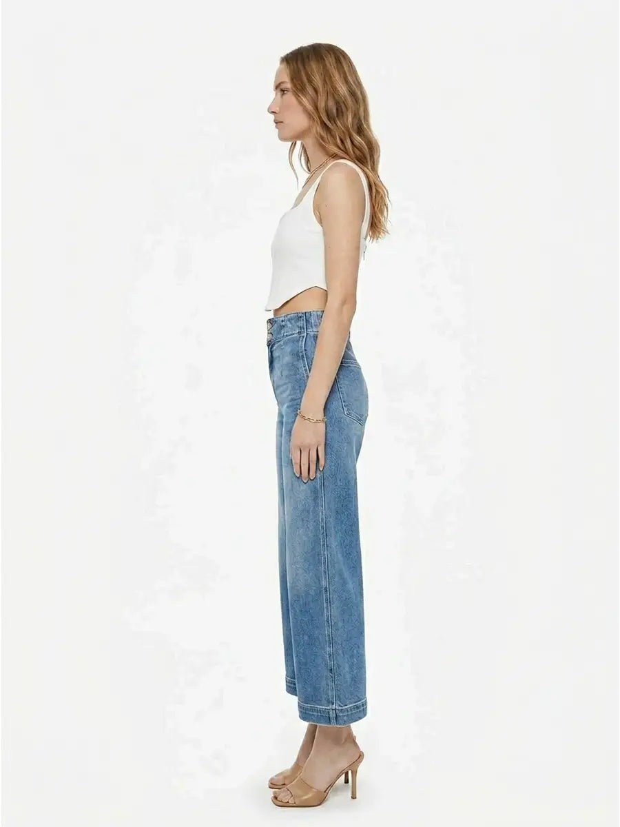 High Rise Crop Wide Jeans
