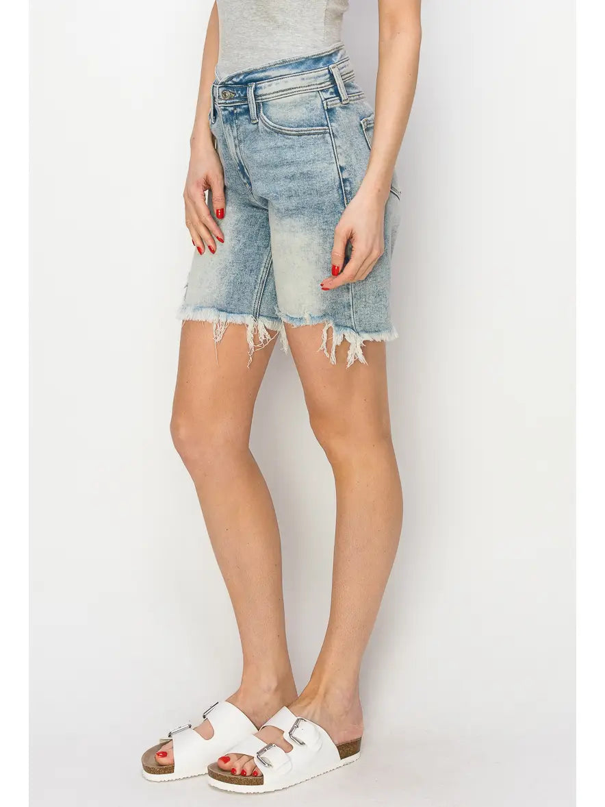 Zia High Rise Bermuda Tulip Waist Band Shorts