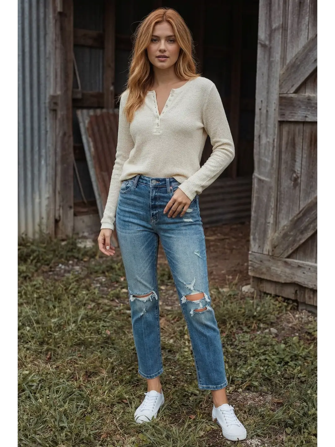Willow High Rise Distressed Straight Jeans