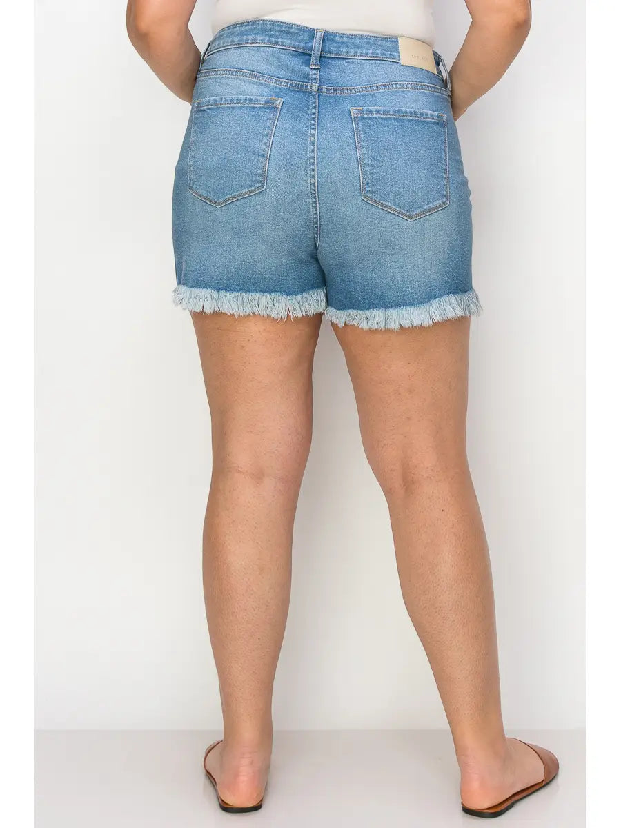 Plus High Rise Stretch Shorts