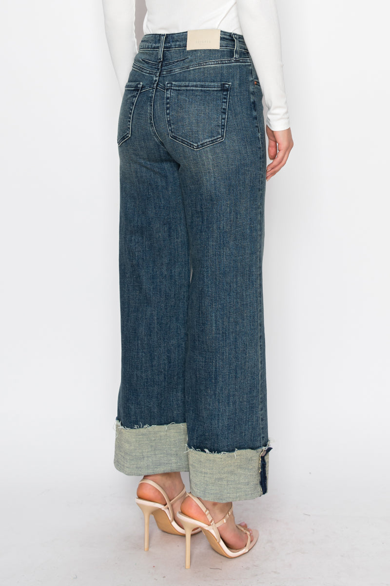 INSEAM TRANSFORM TUMMY CONTROL HIGH RISE WIDE LEG JEANS