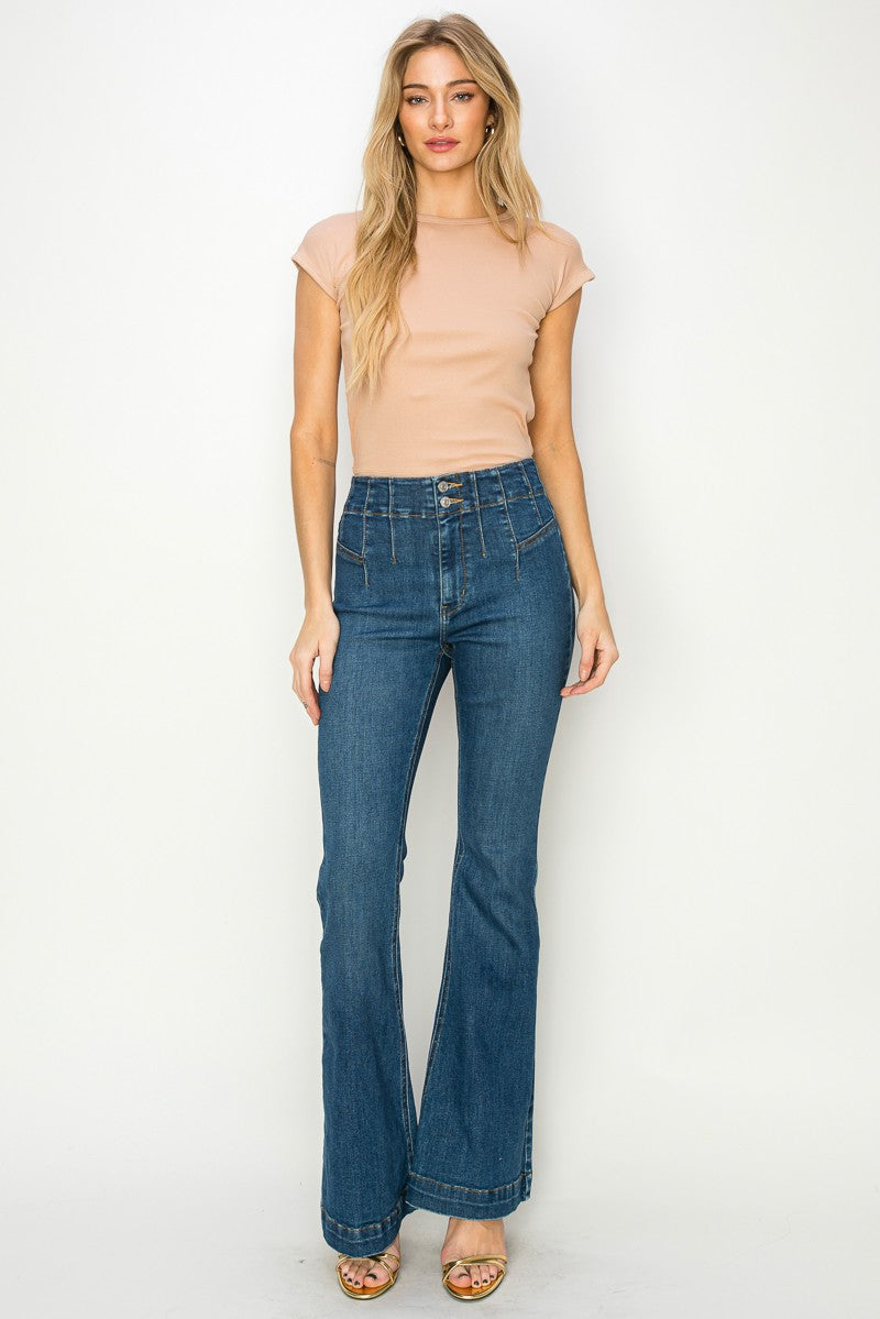 Ashley High Rise Modern Flare Jeans (Reg & Plus)