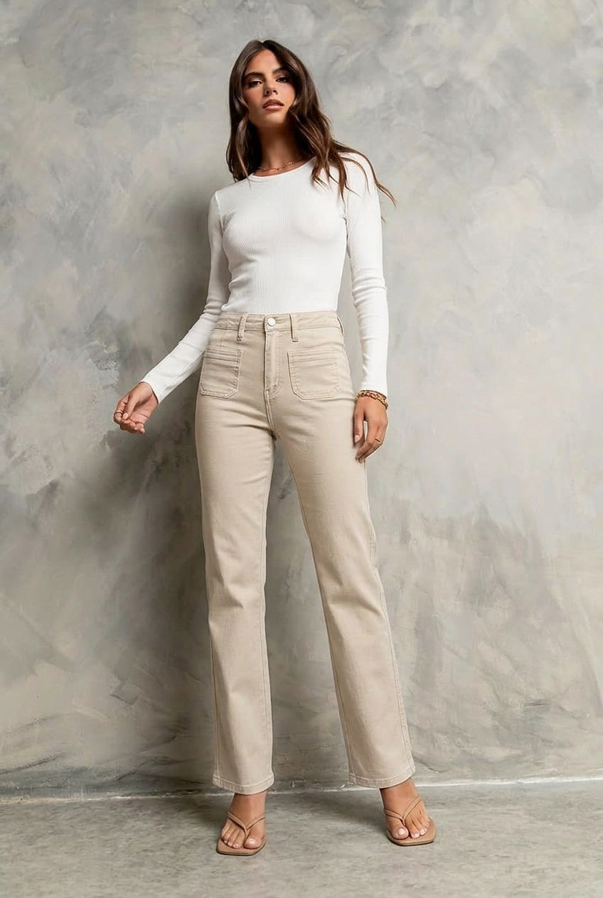 High Rise Garment Dyed Bootcut Jeans