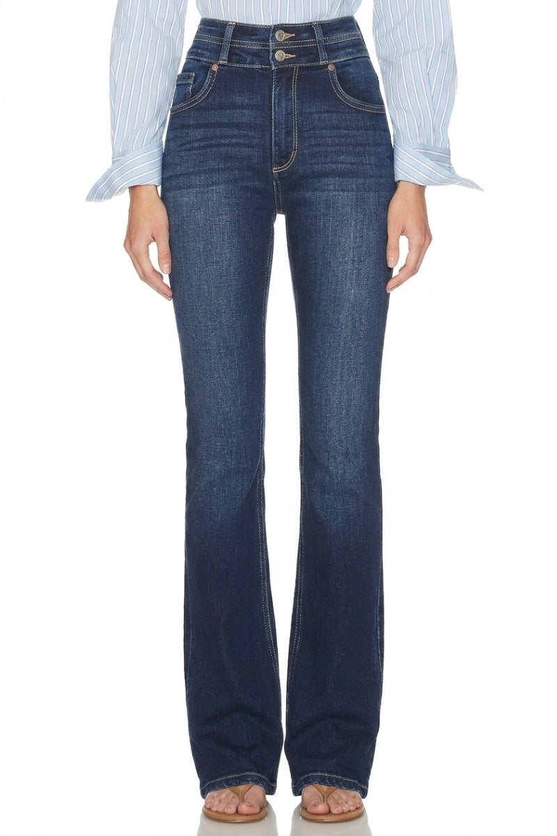 Julia Double Button High Rise Bootcut Jeans