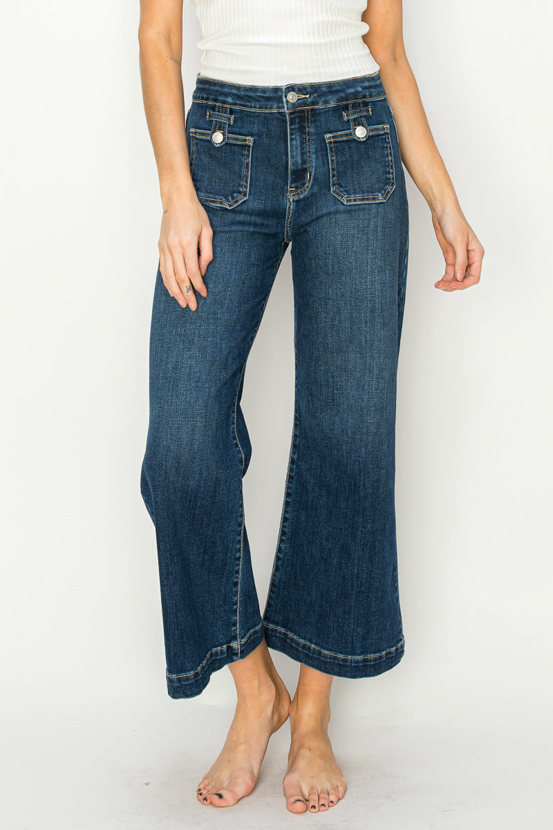 Esme High Rise Crop Palazzo Jeans