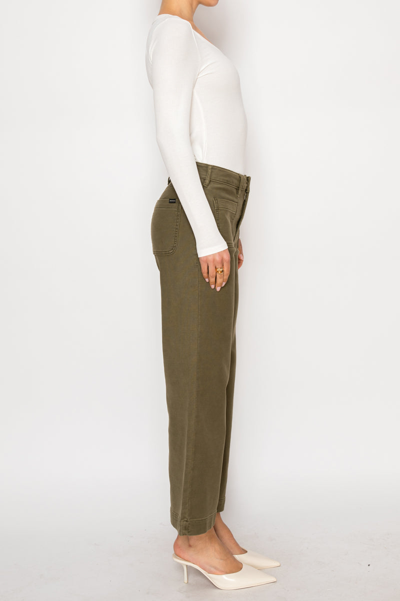 High Rise Crop Palazzo PFD Jeans