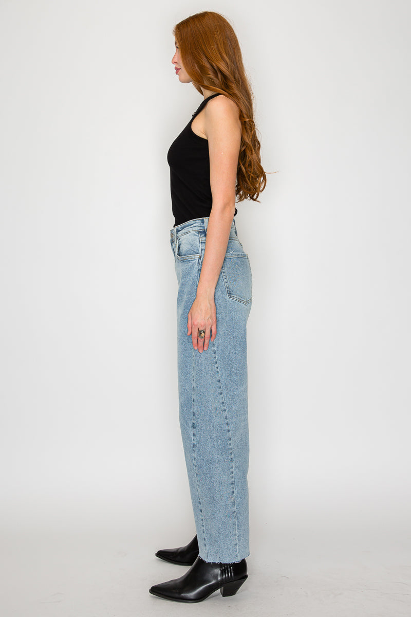 HIGH WAISTED BARREL JEANS Blue by Artemis