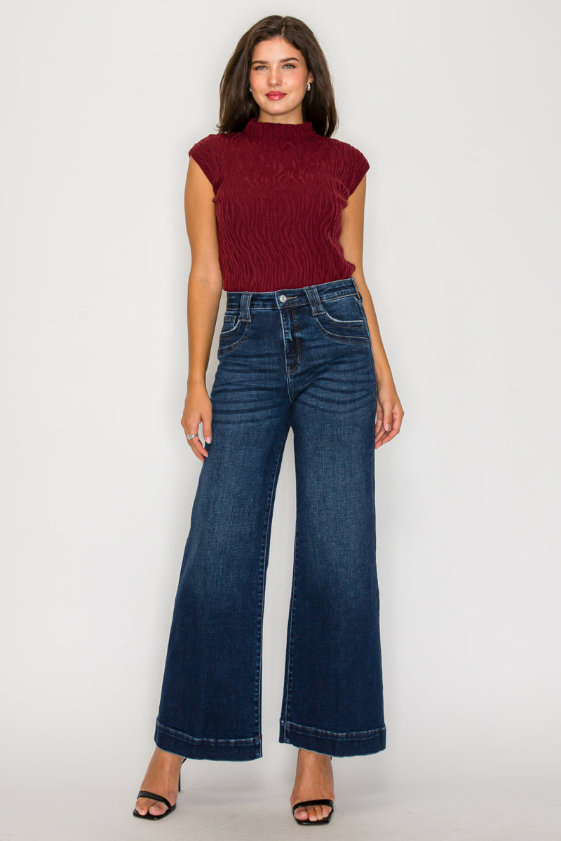 HIGH RISE A-WIDE LEG FIT JEANS