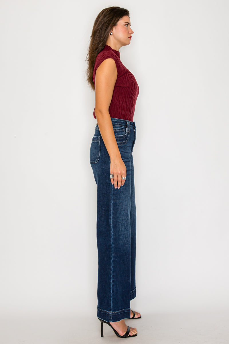 HIGH RISE A-WIDE LEG FIT JEANS